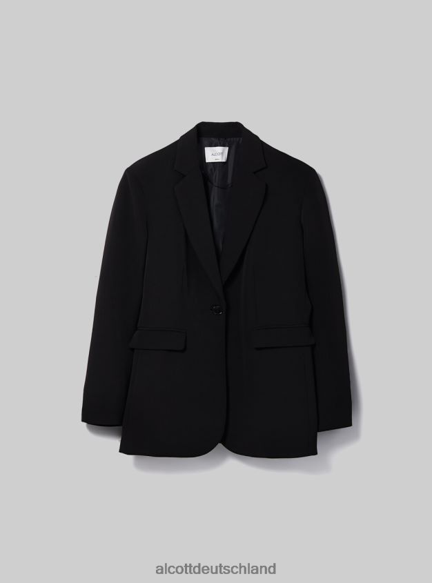 Kleidung de Alcott Frauen Einreihiger Blazer bk1 schwarz 88J68R107