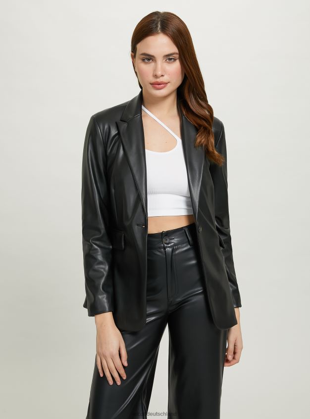 Kleidung de Alcott Frauen Einreihiger Blazer in Lederoptik bk1 schwarz 88J68R488