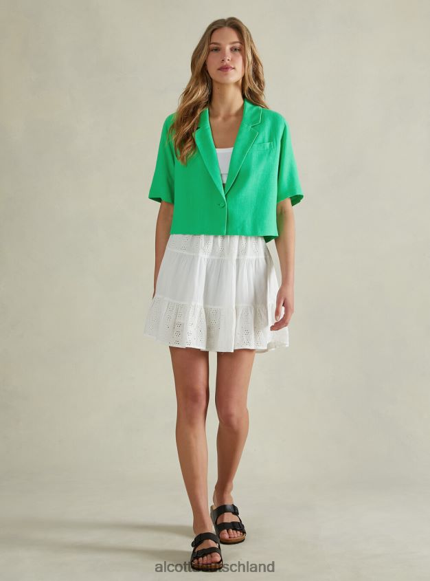 Kleidung de Alcott Frauen Kurzer Blazer aus Leinenmischung gn3 grünes Licht 88J68R186