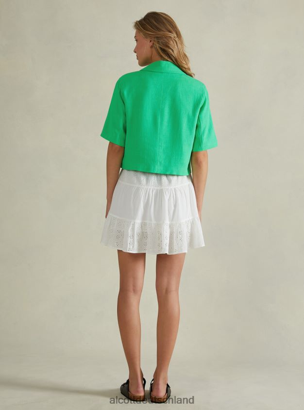 Kleidung de Alcott Frauen Kurzer Blazer aus Leinenmischung gn3 grünes Licht 88J68R186