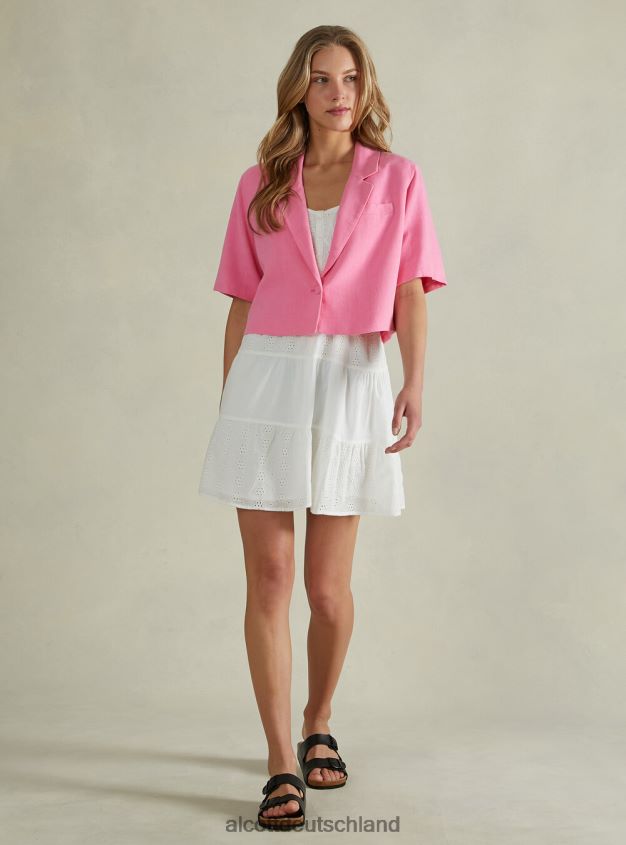 Kleidung de Alcott Frauen Kurzer Blazer aus Leinenmischung gn3 grünes Licht 88J68R506