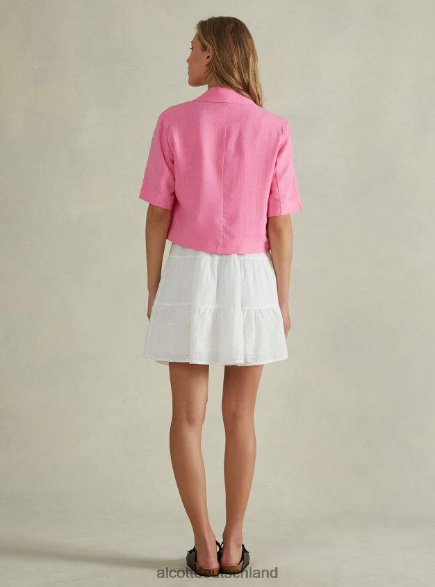 Kleidung de Alcott Frauen Kurzer Blazer aus Leinenmischung gn3 grünes Licht 88J68R506