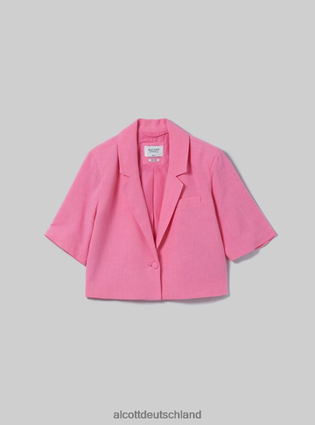 Kleidung de Alcott Frauen Kurzer Blazer aus Leinenmischung gn3 grünes Licht 88J68R506