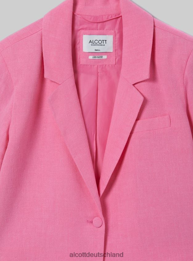 Kleidung de Alcott Frauen Kurzer Blazer aus Leinenmischung gn3 grünes Licht 88J68R506