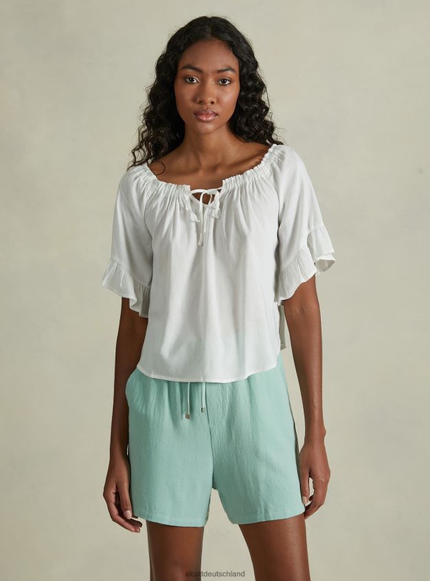 Kleidung de Alcott Frauen Bluse aus Leinenmischung mit Bardot-Ausschnitt ky1 kaky dunkel 88J68R27