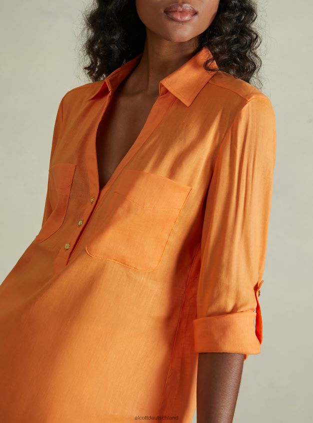 Kleidung de Alcott Frauen Bluse aus reinem Linoleum wh2 weiß 88J68R225