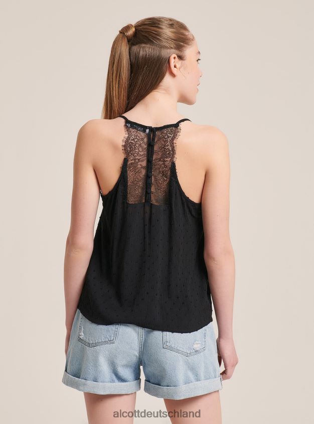 Kleidung de Alcott Frauen Bluse mit Spitzendetail Weiß 88J68R136