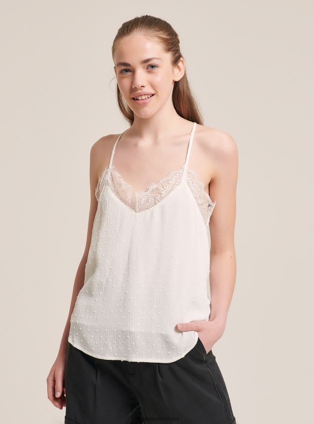 Kleidung de Alcott Frauen Bluse mit Spitzendetail Weiß 88J68R380