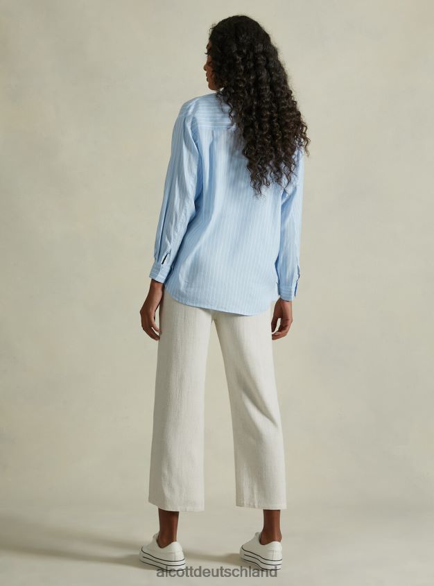 Kleidung de Alcott Frauen Gestreiftes Hemd aus Leinenmischung az3 azurblaues Licht 88J68R21