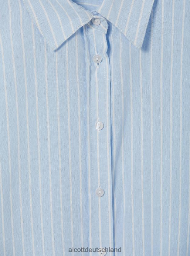 Kleidung de Alcott Frauen Gestreiftes Hemd aus Leinenmischung az3 azurblaues Licht 88J68R21