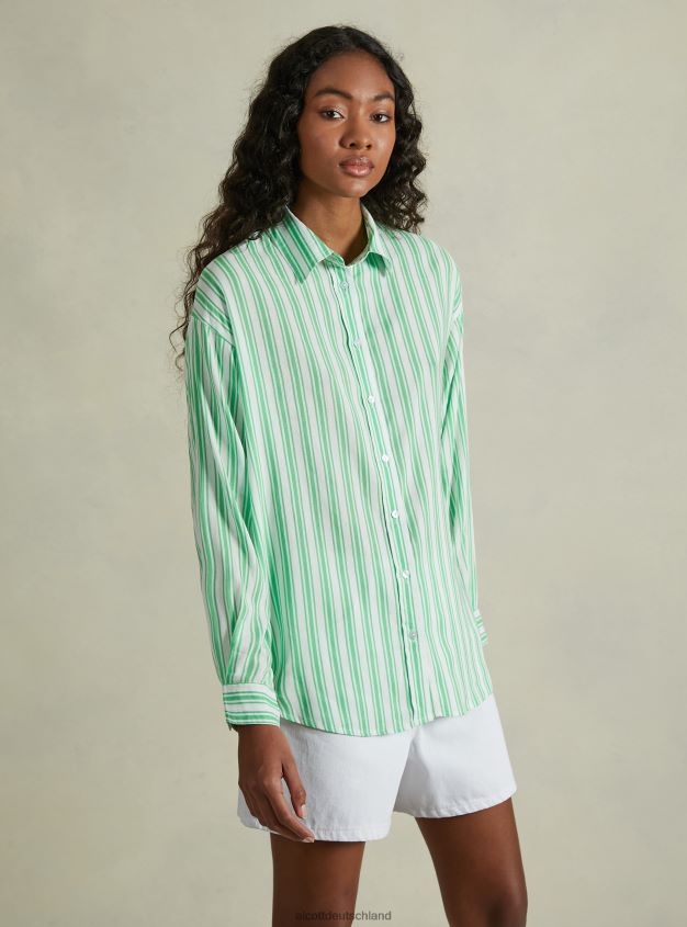 Kleidung de Alcott Frauen Gestreiftes Hemd aus Leinenmischung az3 azurblaues Licht 88J68R25