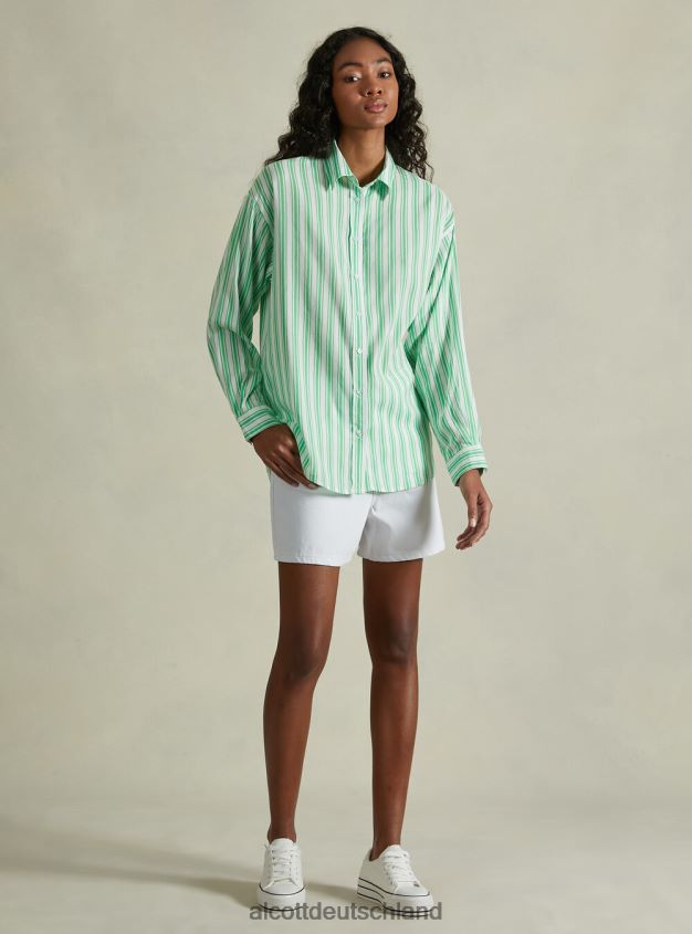 Kleidung de Alcott Frauen Gestreiftes Hemd aus Leinenmischung az3 azurblaues Licht 88J68R25