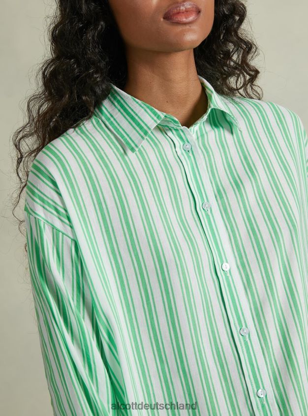 Kleidung de Alcott Frauen Gestreiftes Hemd aus Leinenmischung az3 azurblaues Licht 88J68R25