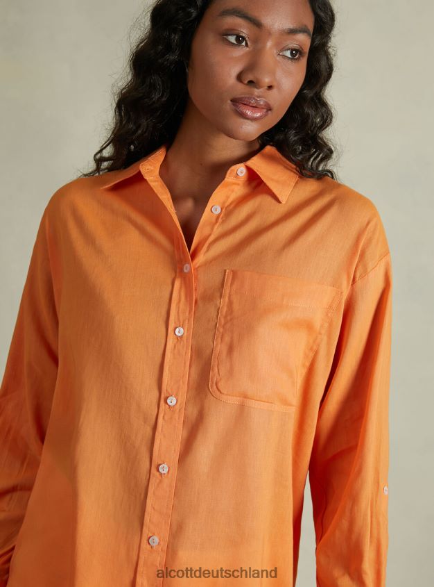 Kleidung de Alcott Frauen Hemd aus Leinenmischung mit Brusttasche ga3 Aqua grünes Licht 88J68R112