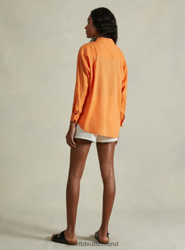 Kleidung de Alcott Frauen Hemd aus Leinenmischung mit Brusttasche ga3 Aqua grünes Licht 88J68R112