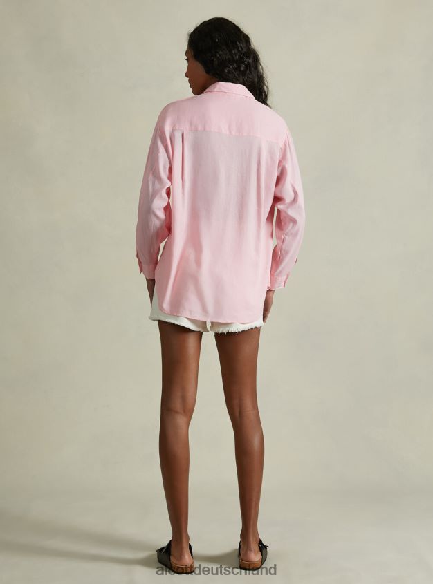 Kleidung de Alcott Frauen Hemd aus Leinenmischung mit Brusttasche ga3 Aqua grünes Licht 88J68R456