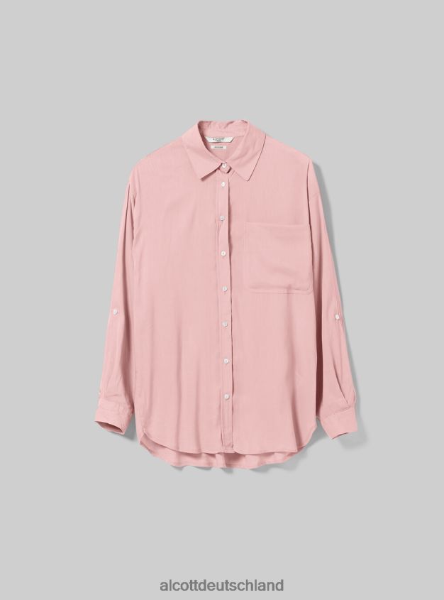 Kleidung de Alcott Frauen Hemd aus Leinenmischung mit Brusttasche ga3 Aqua grünes Licht 88J68R456