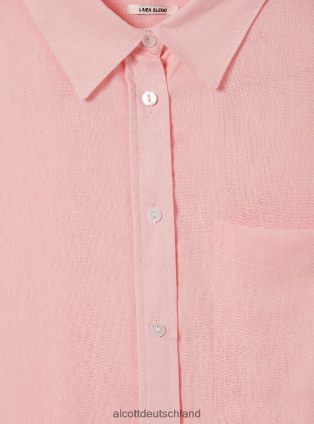 Kleidung de Alcott Frauen Hemd aus Leinenmischung mit Brusttasche ga3 Aqua grünes Licht 88J68R456