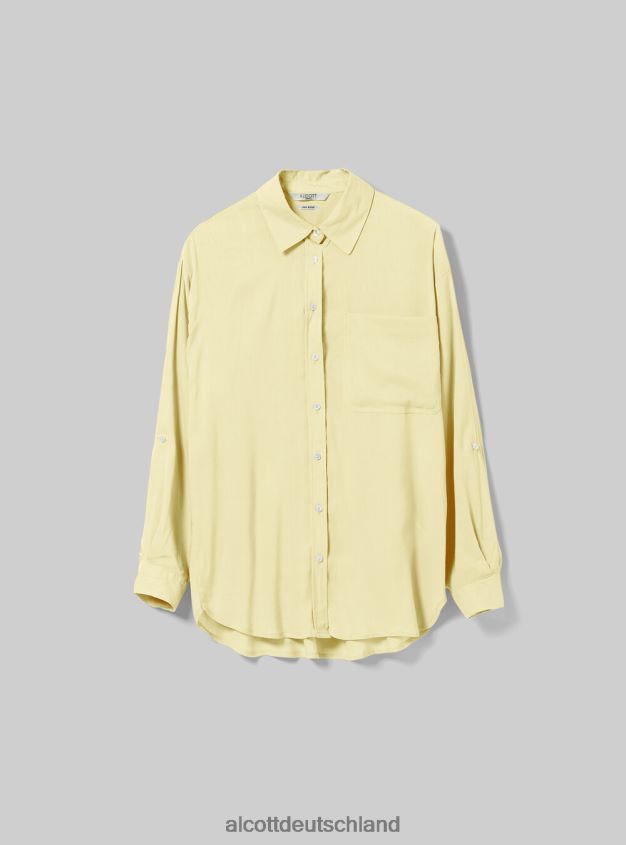 Kleidung de Alcott Frauen Hemd aus Leinenmischung mit Brusttasche ga3 Aqua grünes Licht 88J68R518