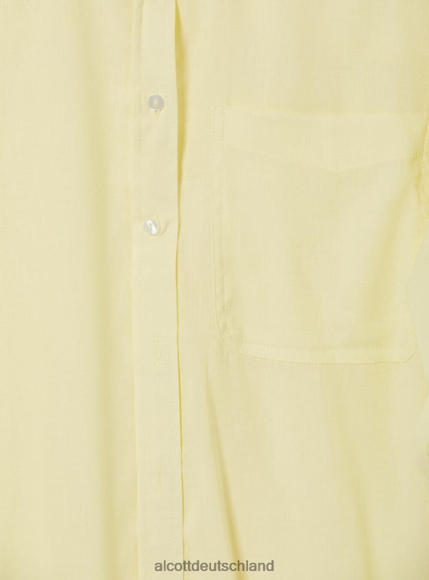 Kleidung de Alcott Frauen Hemd aus Leinenmischung mit Brusttasche ga3 Aqua grünes Licht 88J68R518