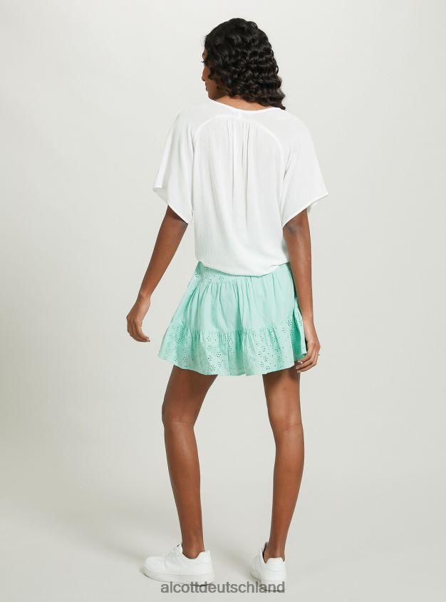 Kleidung de Alcott Frauen Hemd mit V-Ausschnitt und Taillenknoten wh2 weiß 88J68R4