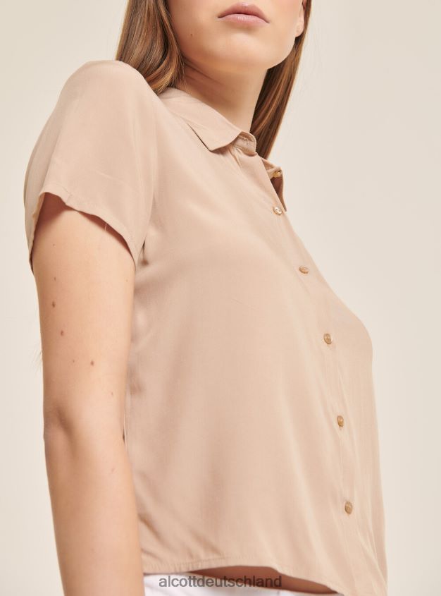 Kleidung de Alcott Frauen Kurz geschnittenes Hemd mit Brusttasche wh3 weiß 88J68R294