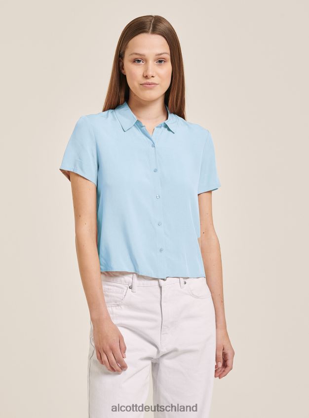 Kleidung de Alcott Frauen Kurz geschnittenes Hemd mit Brusttasche wh3 weiß 88J68R480