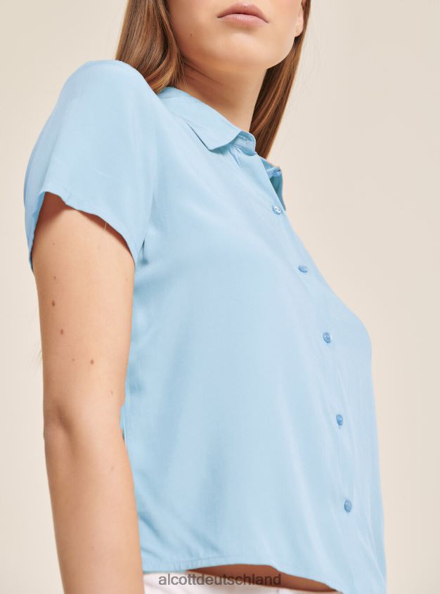Kleidung de Alcott Frauen Kurz geschnittenes Hemd mit Brusttasche wh3 weiß 88J68R480