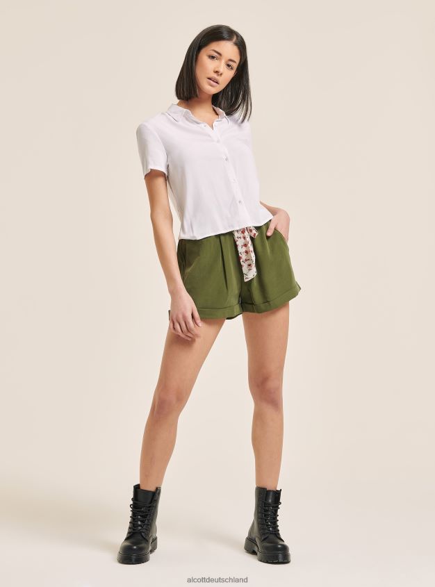 Kleidung de Alcott Frauen Kurz geschnittenes Hemd mit Brusttasche wh3 weiß 88J68R520