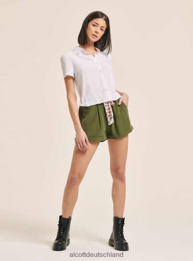 Kleidung de Alcott Frauen Kurz geschnittenes Hemd mit Brusttasche wh3 weiß 88J68R520