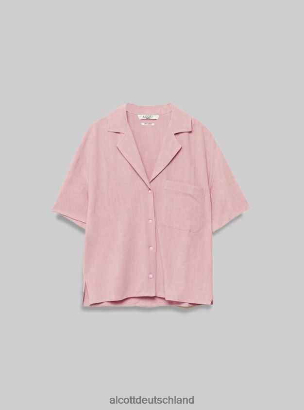 Kleidung de Alcott Frauen Kurzarmhemd aus Leinenmischung pk3 rosa hell 88J68R498