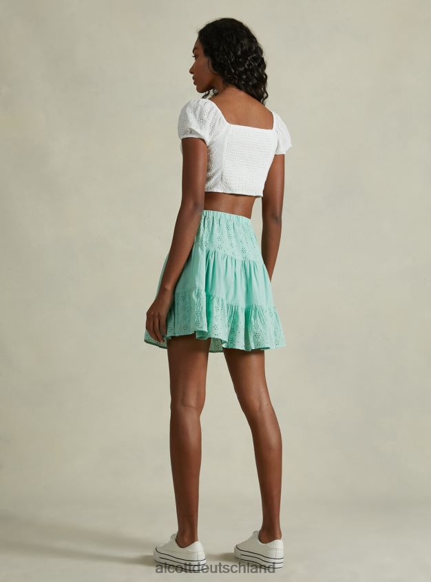 Kleidung de Alcott Frauen Kurze Bluse aus Sangallo-Spitze wh2 weiß 88J68R173