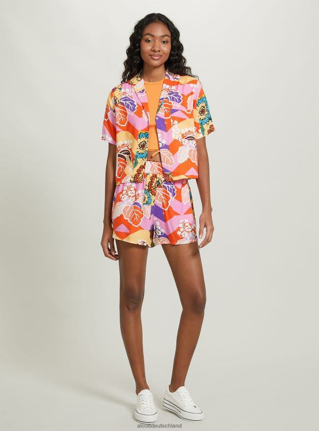 Kleidung de Alcott Frauen Kurzes Hemd mit Aufdruck bk1 schwarz 88J68R13