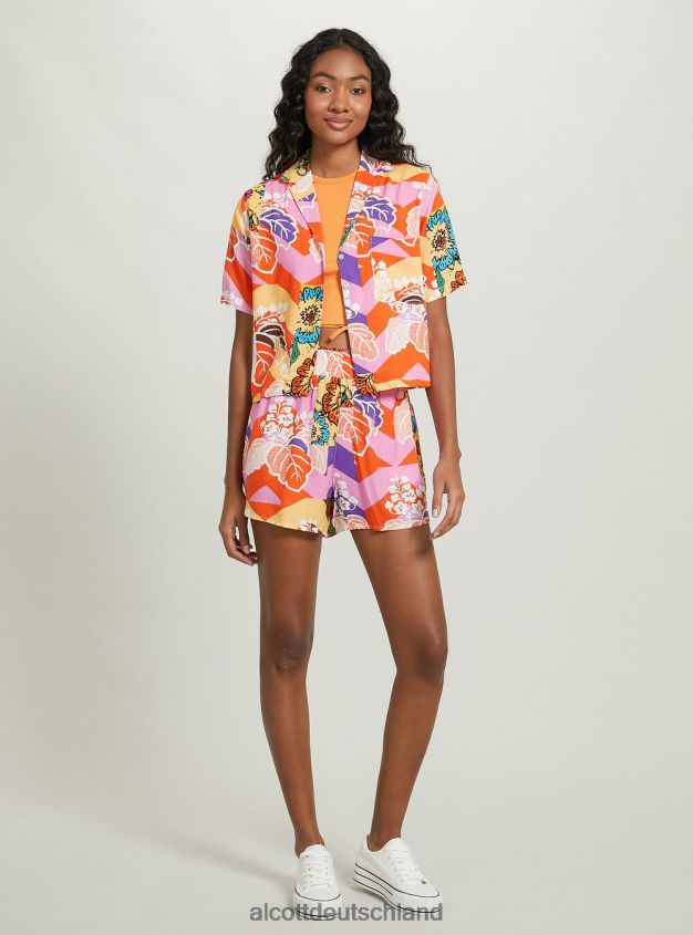 Kleidung de Alcott Frauen Kurzes Hemd mit Aufdruck bk1 schwarz 88J68R13