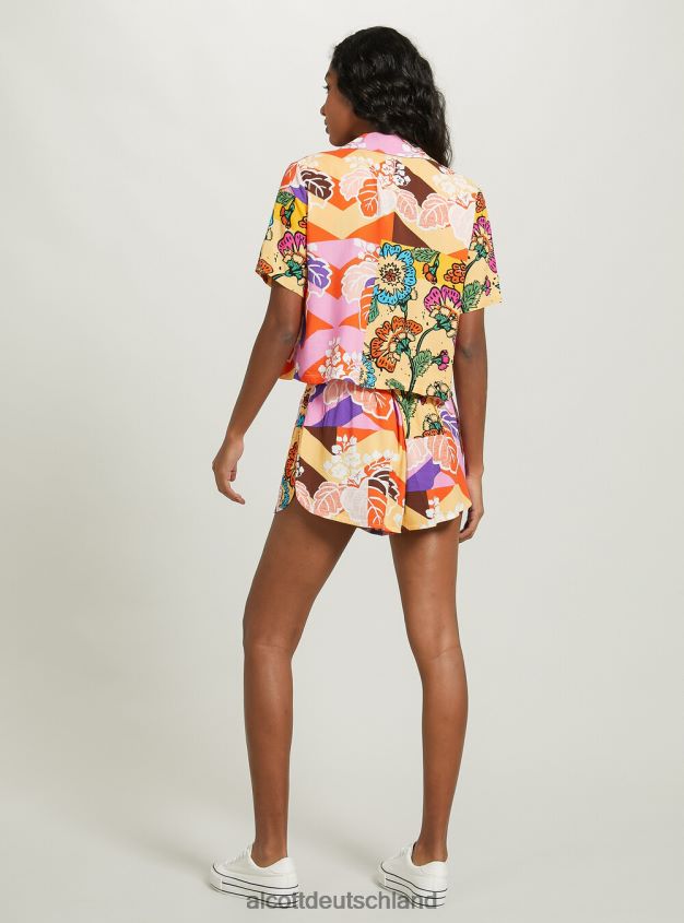 Kleidung de Alcott Frauen Kurzes Hemd mit Aufdruck bk1 schwarz 88J68R13