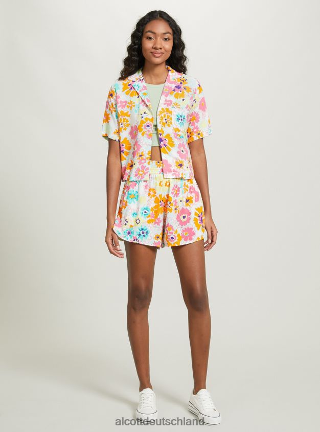 Kleidung de Alcott Frauen Kurzes Hemd mit Aufdruck bk1 schwarz 88J68R1