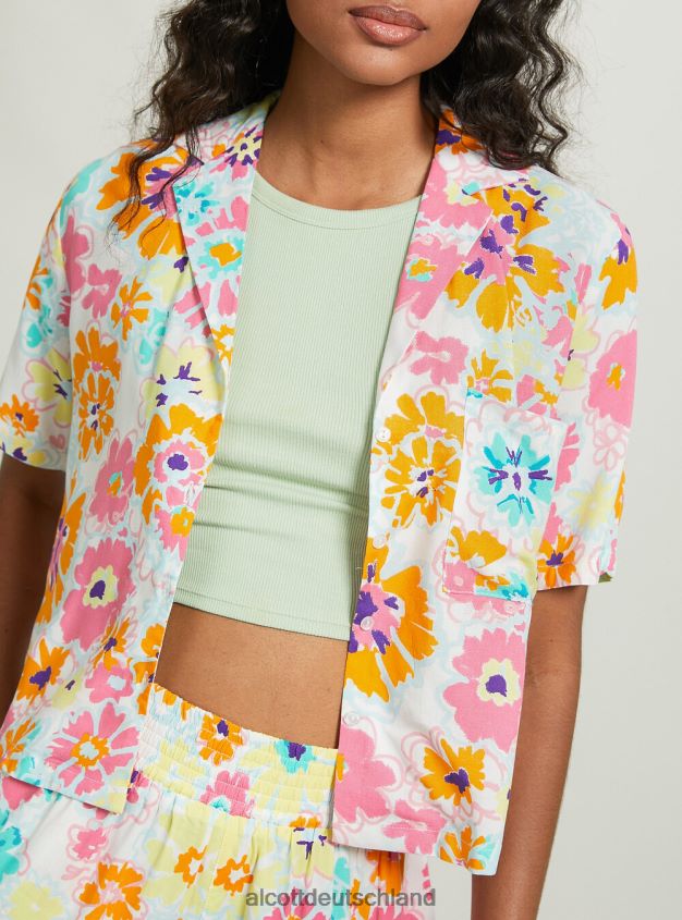 Kleidung de Alcott Frauen Kurzes Hemd mit Aufdruck bk1 schwarz 88J68R1