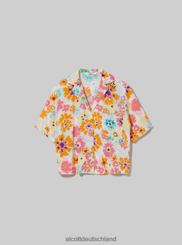 Kleidung de Alcott Frauen Kurzes Hemd mit Aufdruck bk1 schwarz 88J68R1