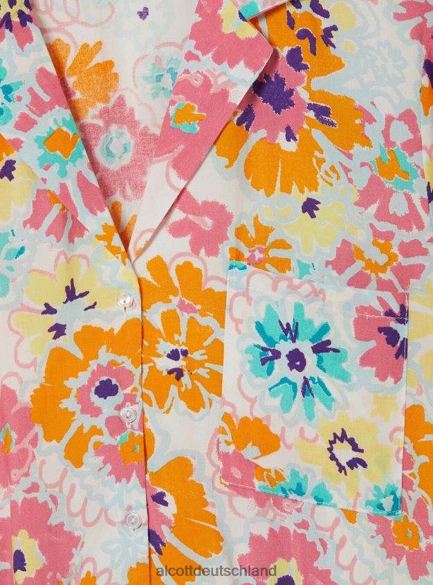 Kleidung de Alcott Frauen Kurzes Hemd mit Aufdruck bk1 schwarz 88J68R1