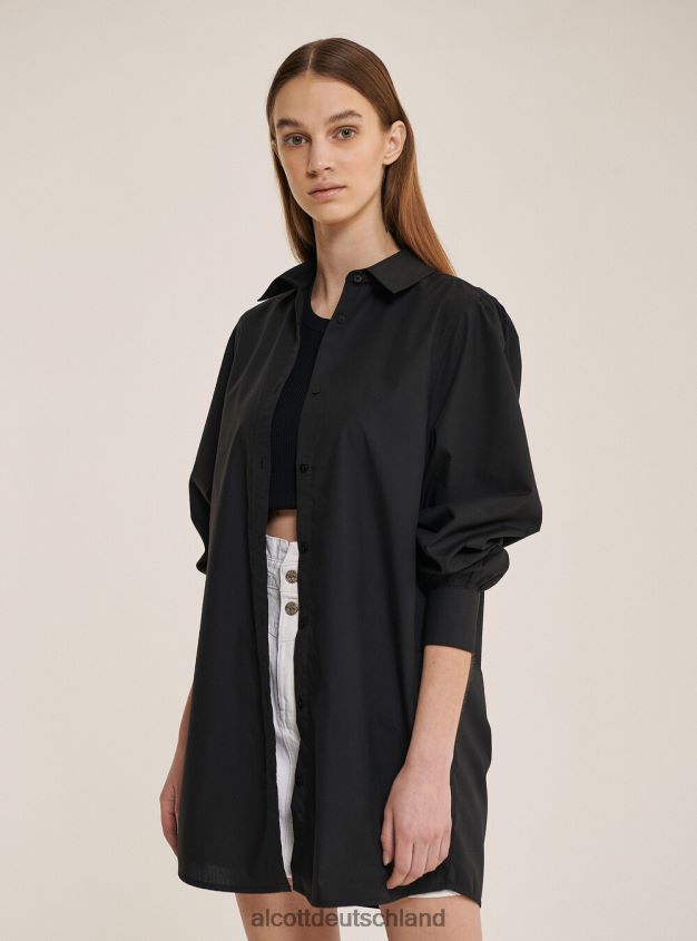 Kleidung de Alcott Frauen Langes Hemd aus Popeline-Stoff Weiß 88J68R500