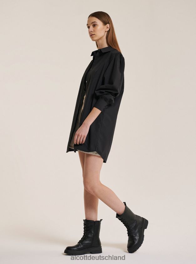 Kleidung de Alcott Frauen Langes Hemd aus Popeline-Stoff Weiß 88J68R500