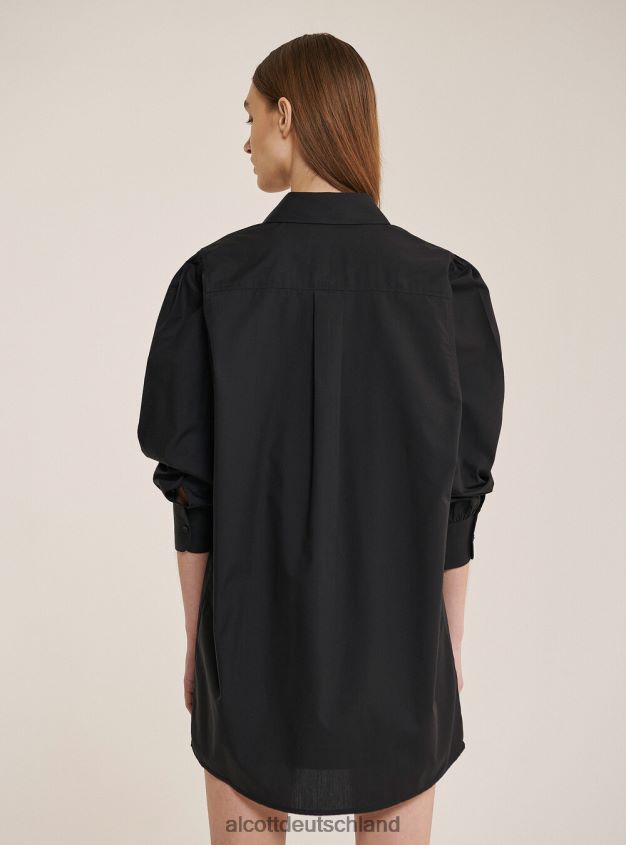 Kleidung de Alcott Frauen Langes Hemd aus Popeline-Stoff Weiß 88J68R500