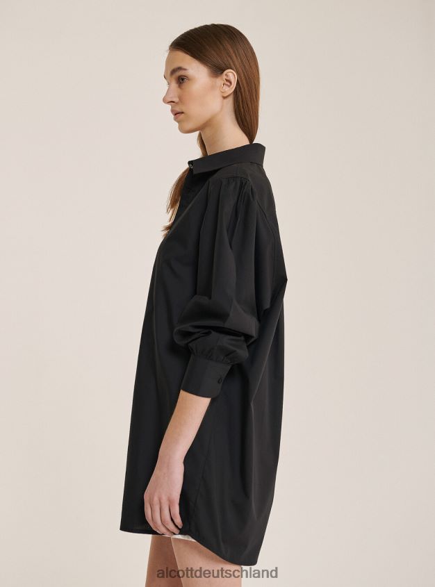 Kleidung de Alcott Frauen Langes Hemd aus Popeline-Stoff Weiß 88J68R500