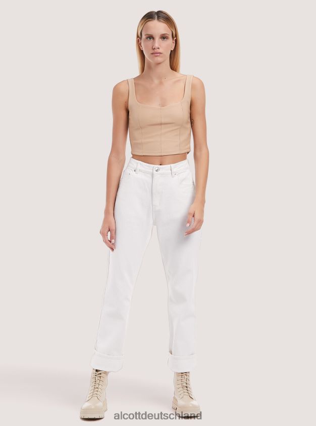 Kleidung de Alcott Frauen Gerade geschnittene Twill-Hose wh1 naturweiß 88J68R310