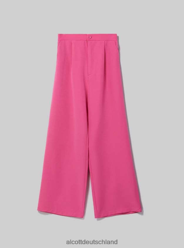 Kleidung de Alcott Frauen Hose mit weitem Bein und Falten bk1 schwarz 88J68R84