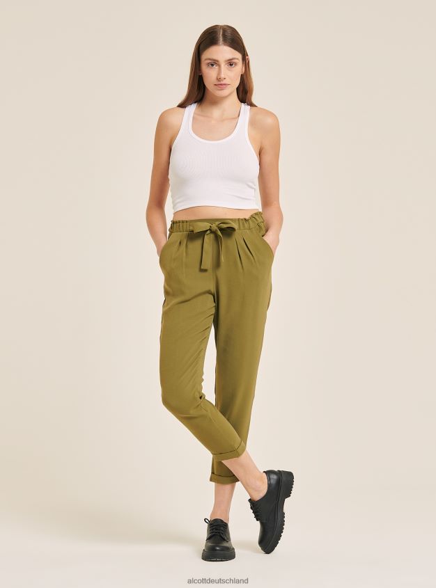 Kleidung de Alcott Frauen Joggerhose mit Gürtel Weiß 88J68R313