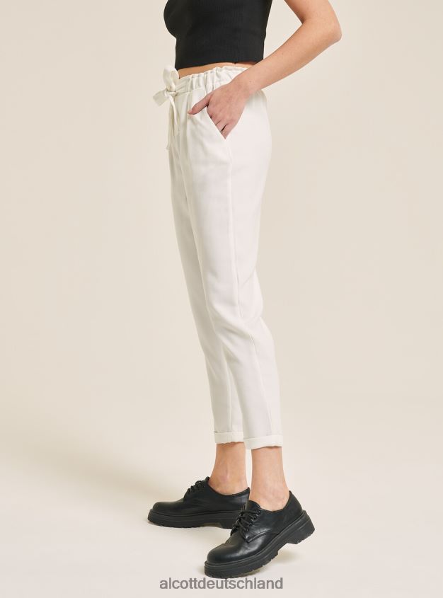 Kleidung de Alcott Frauen Joggerhose mit Gürtel Weiß 88J68R94