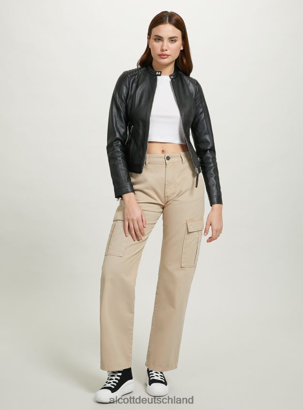 Kleidung de Alcott Frauen Bikerjacke in Lederoptik bk1 schwarz 88J68R105