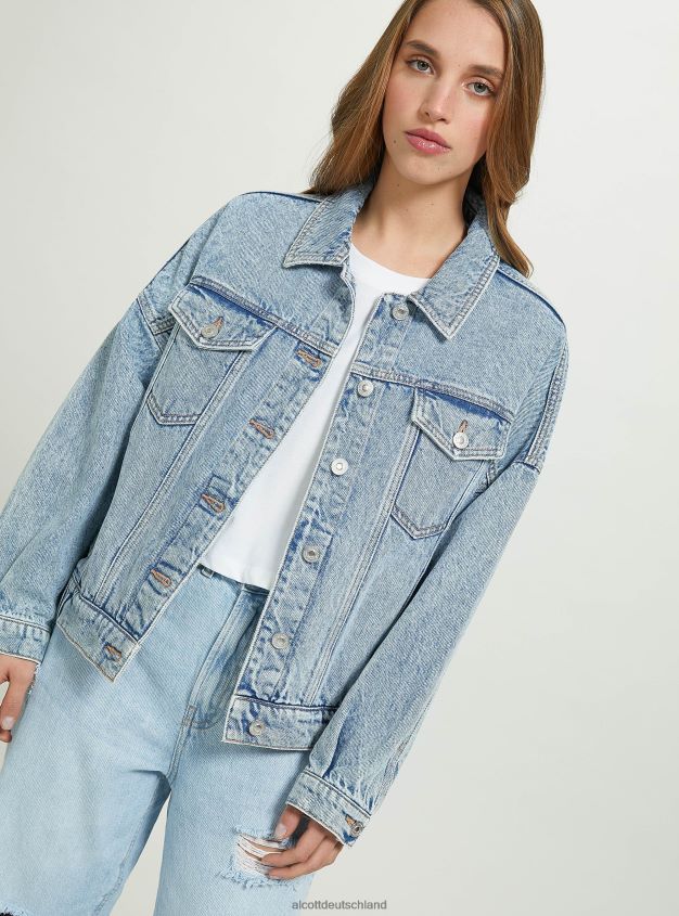 Kleidung de Alcott Frauen Jeansjacke mit elastischem Bund d006 azurblau 88J68R490