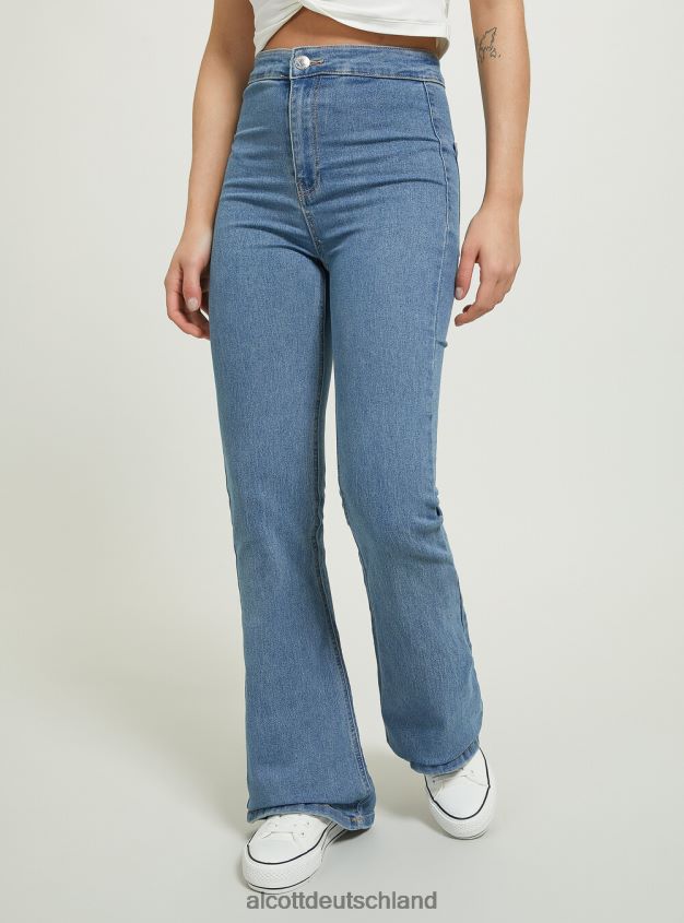 Kleidung de Alcott Frauen Jeggings mit ausgestellter hoher Taille d002 mitteldunkelblau 88J68R89
